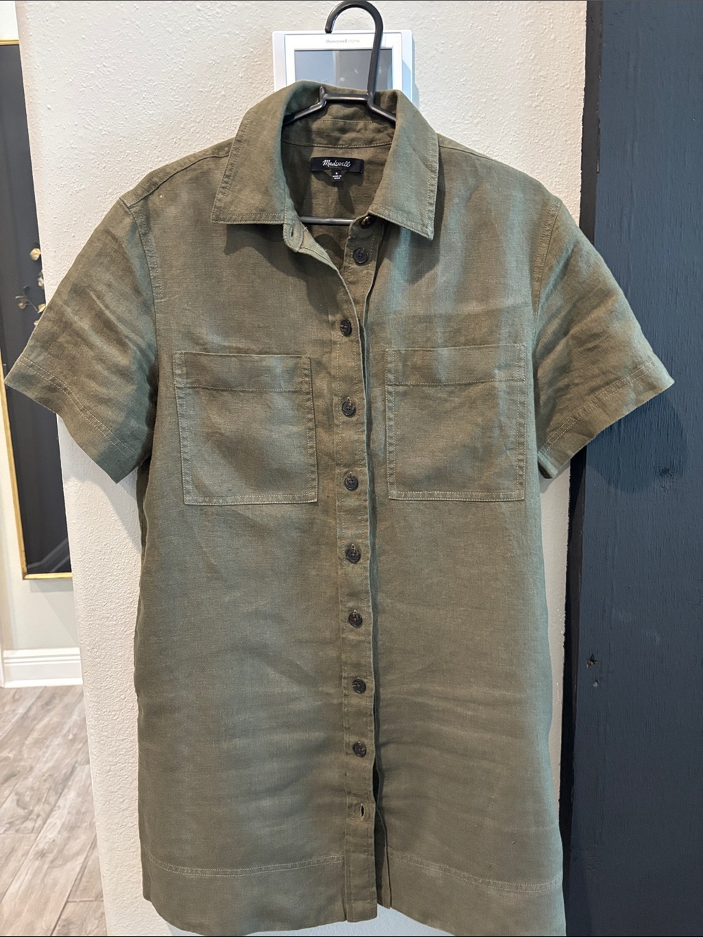 Madewell Olive Green Short-Sleeve Button-Down dress